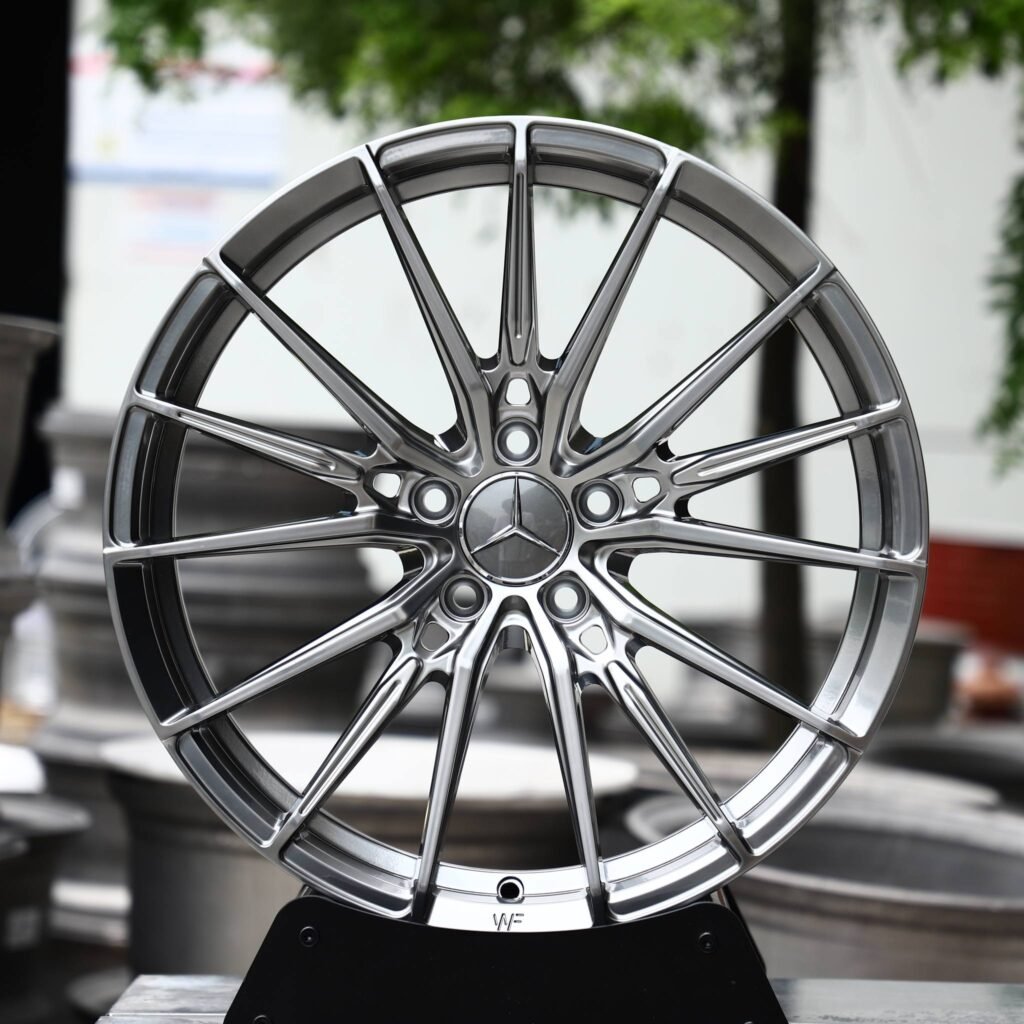 Mercedes-Benz S-Class wheels – Metallic Gray Machined 15-Spoke (Mercedes-Benz OEM-Style), front view
