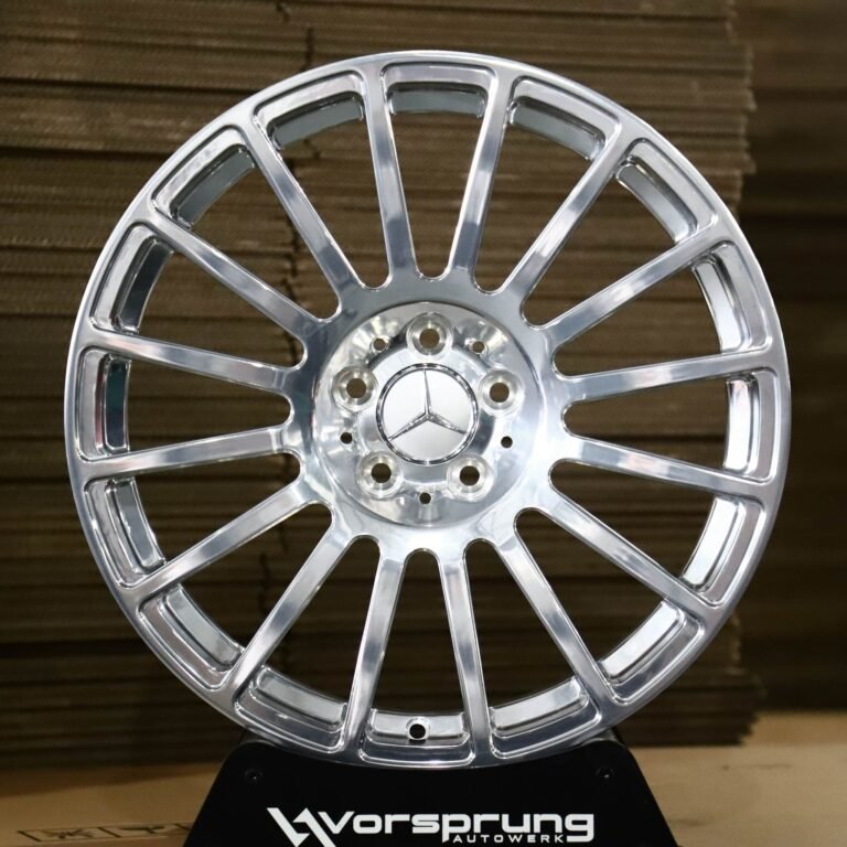 Mercedes CLA wheels – Polished 15-Spoke (Mercedes-Benz OEM-Style), front view