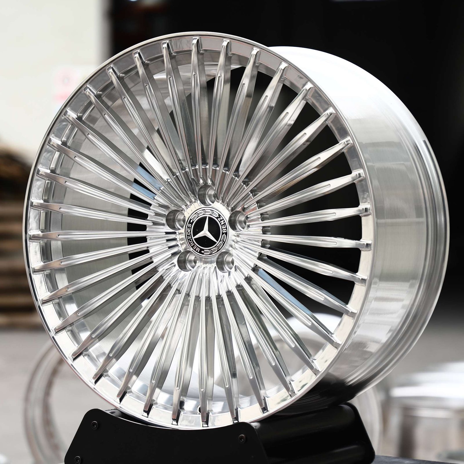 Mercedes-Benz S-Class wheels – Polished Multi-Spoke (Mercedes-Benz OEM-Style), front view