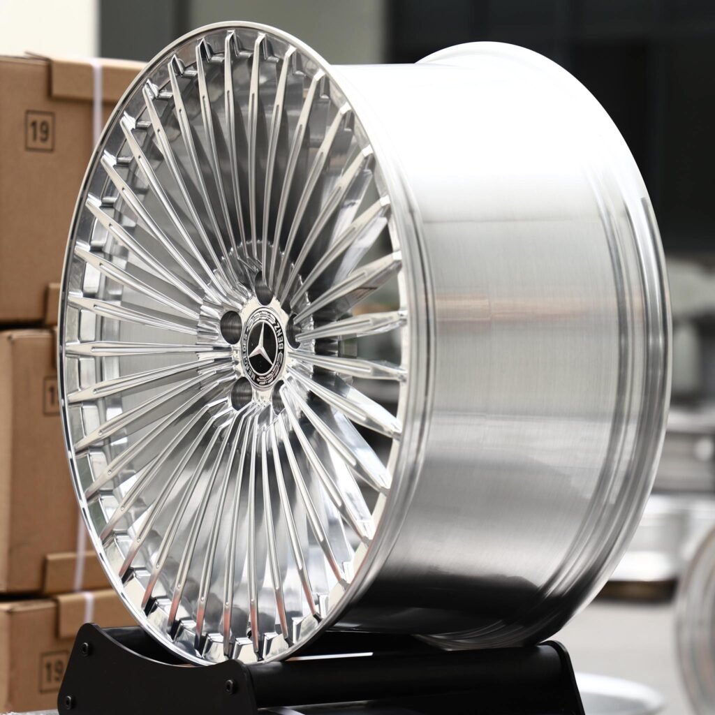 Mercedes-Benz GLS wheels – Polished Multi-Spoke (Mercedes-Benz OEM-Style), angled view