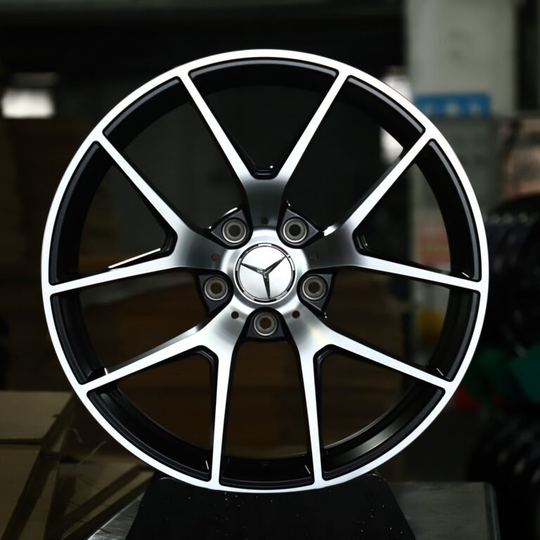 Mercedes S-Class wheels – Satin Black Machined 5 Y-Spoke (Mercedes-Benz OEM-Style), front view