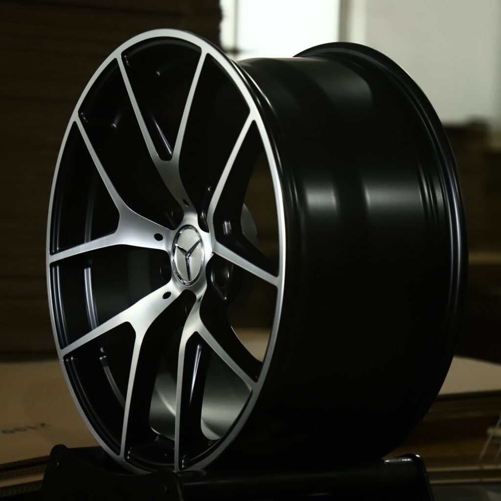 5x112 wheels – Satin Black Machined 5 Y-Spoke (Mercedes-Benz OEM-Style), side view