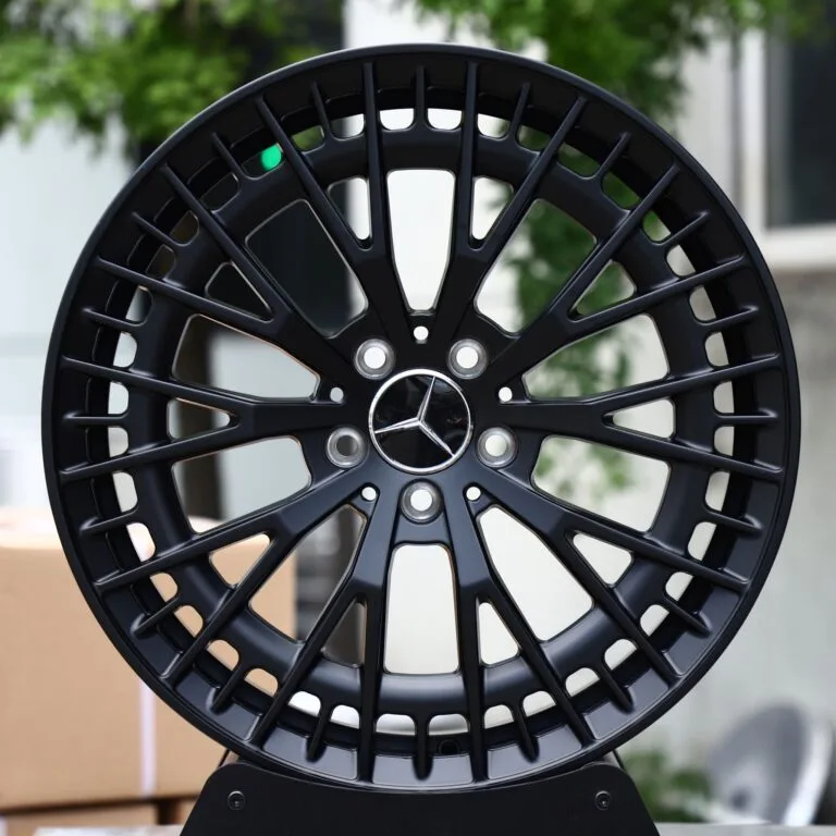 Mercedes-Benz OEM-Style Satin Black Multi-Spoke Mesh Windowed Ring Forged Wheels – Mercedes-Benz E-Class W213 / C-Class W206, front view