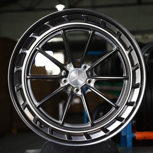 Mercedes GLC wheels – Transparent Gray Brushed 10-Spoke Windowed Ring (Mercedes-Benz OEM-Style), front view