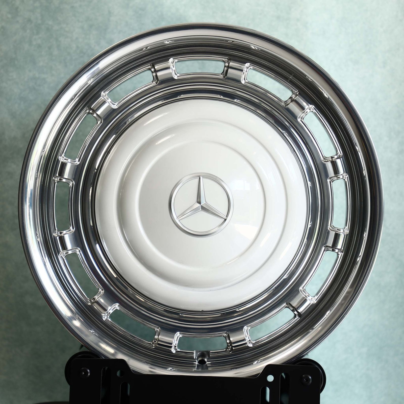 Mercedes-Benz S-Class wheels – White / Polished Slotted Disc Deep Lip (Mercedes-Benz OEM-Style), front view