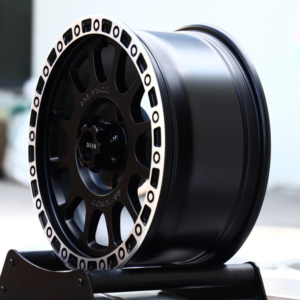 5x127 wheels – Matte Black Machined Bolt Ring 12-Spoke (Method-Style), side view
