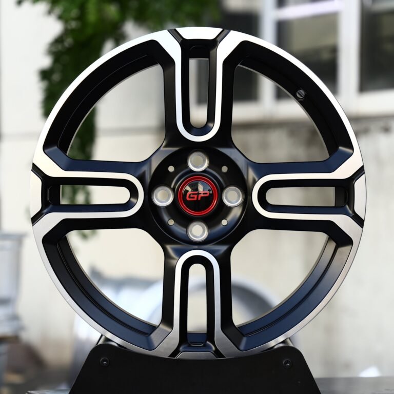 Mini Cooper wheels – Satin Black Machined Twin 4-Spoke (Mini OEM-Style), front view