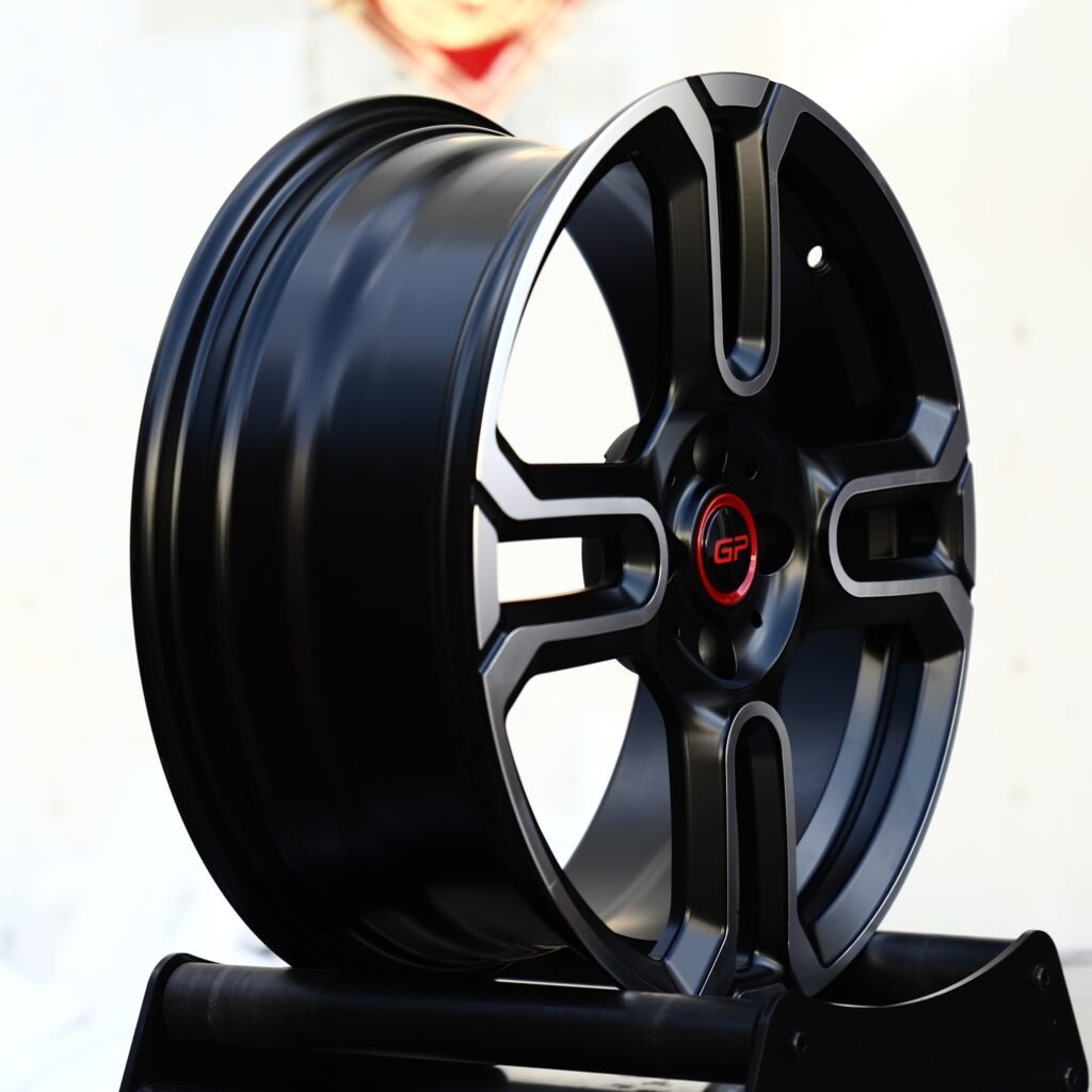 4x100 wheels – Satin Black Machined Twin 4-Spoke (Mini OEM-Style), side view
