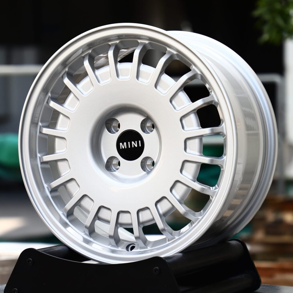 Mini Clubman wheels – Silver Multi-Spoke (Mini OEM-Style), angled view