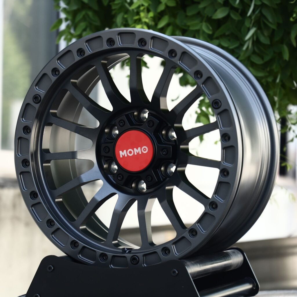 Lexus GX wheels – Matte Gunmetal 10-Spoke Beadlock (Momo-Style), angled view