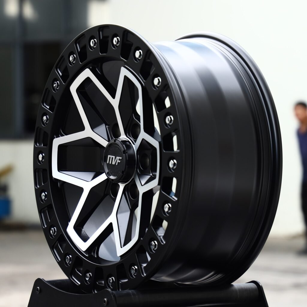 6x139.7 wheels – Black Machined Bolted Ring Star-Spoke Beadlock (MVF-Style), side view