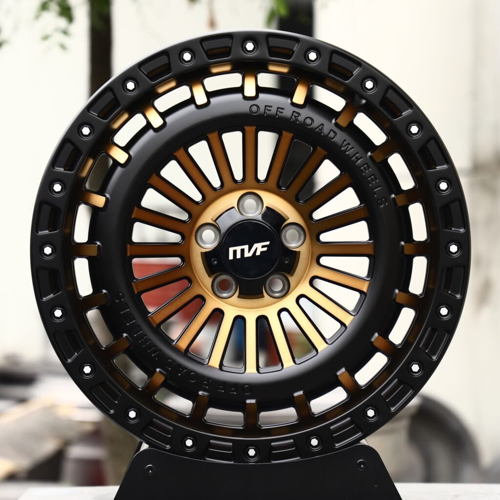 Jeep Wrangler JL wheels – Bronze / Black Multi-Spoke Beadlock (MVF-Style), front view