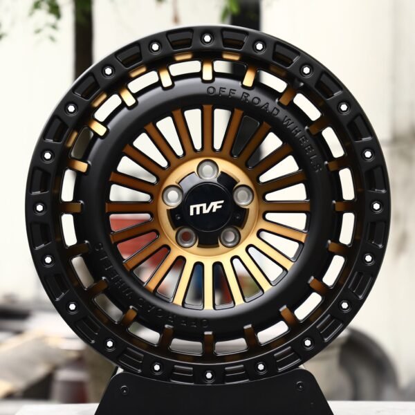 Jeep Wrangler JL wheels – Bronze / Black Multi-Spoke Beadlock (MVF-Style), front view