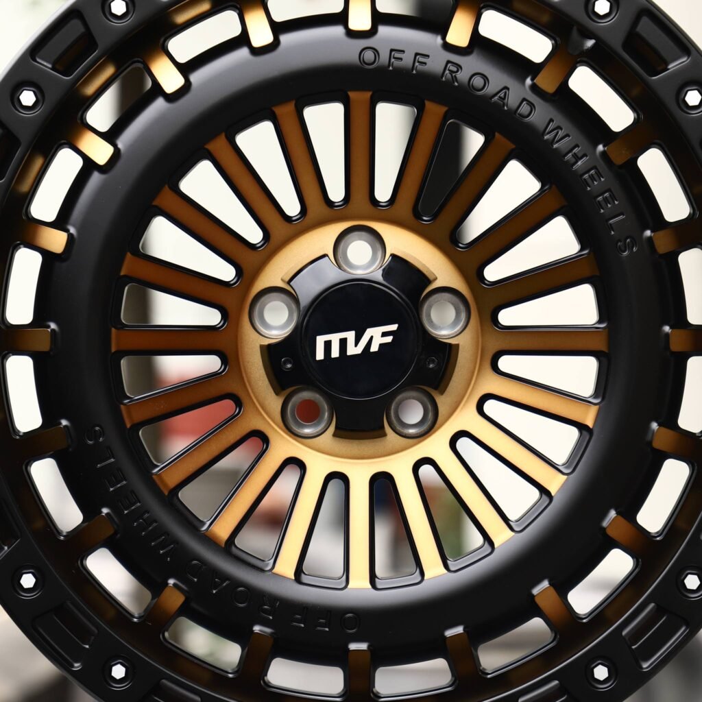 Jeep Grand Cherokee WK2 wheels – Bronze / Black Multi-Spoke Beadlock (MVF-Style), lip and barrel detail
