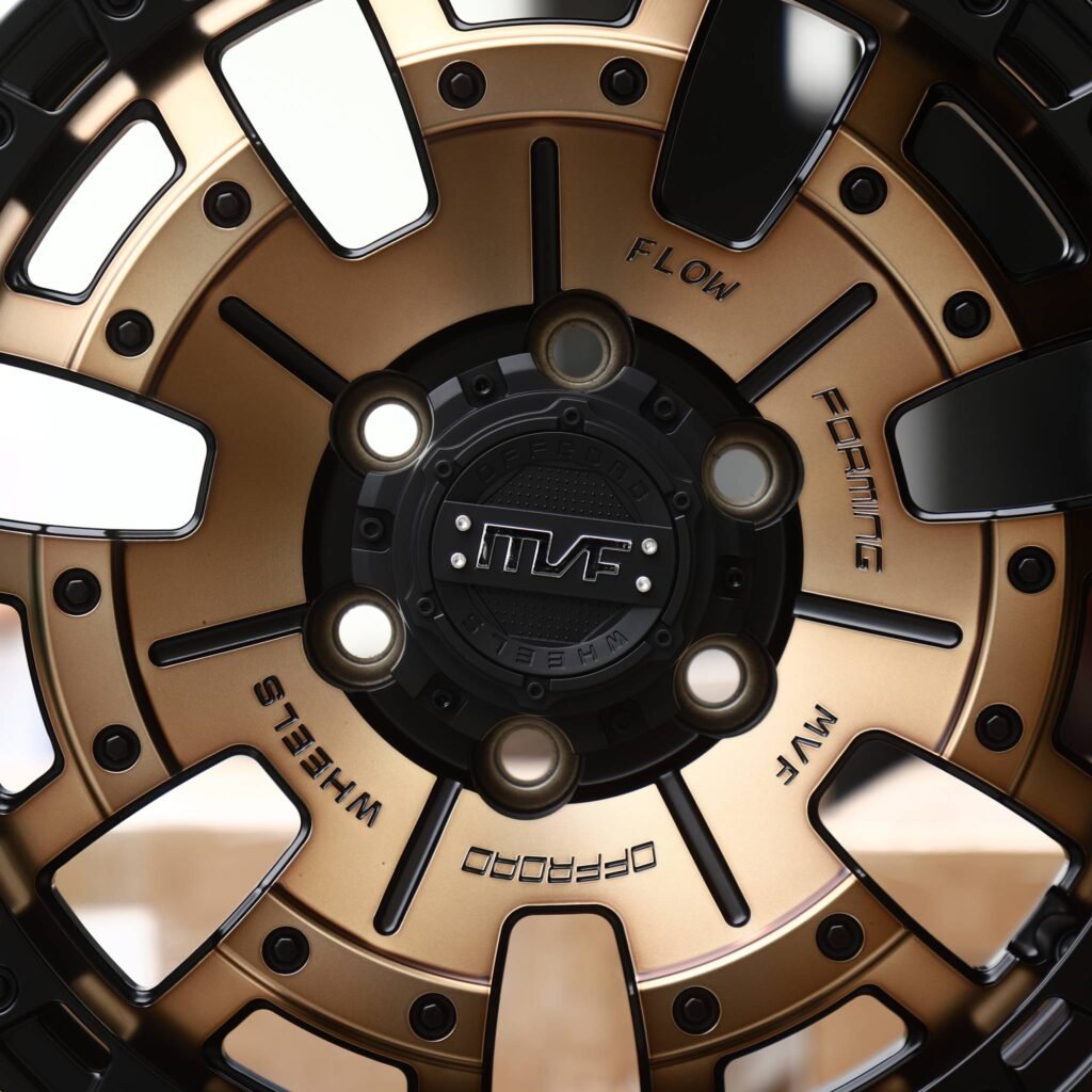 Toyota 4Runner wheels – Bronze / Black Windowed Disc (MVF-Style), lip and barrel detail
