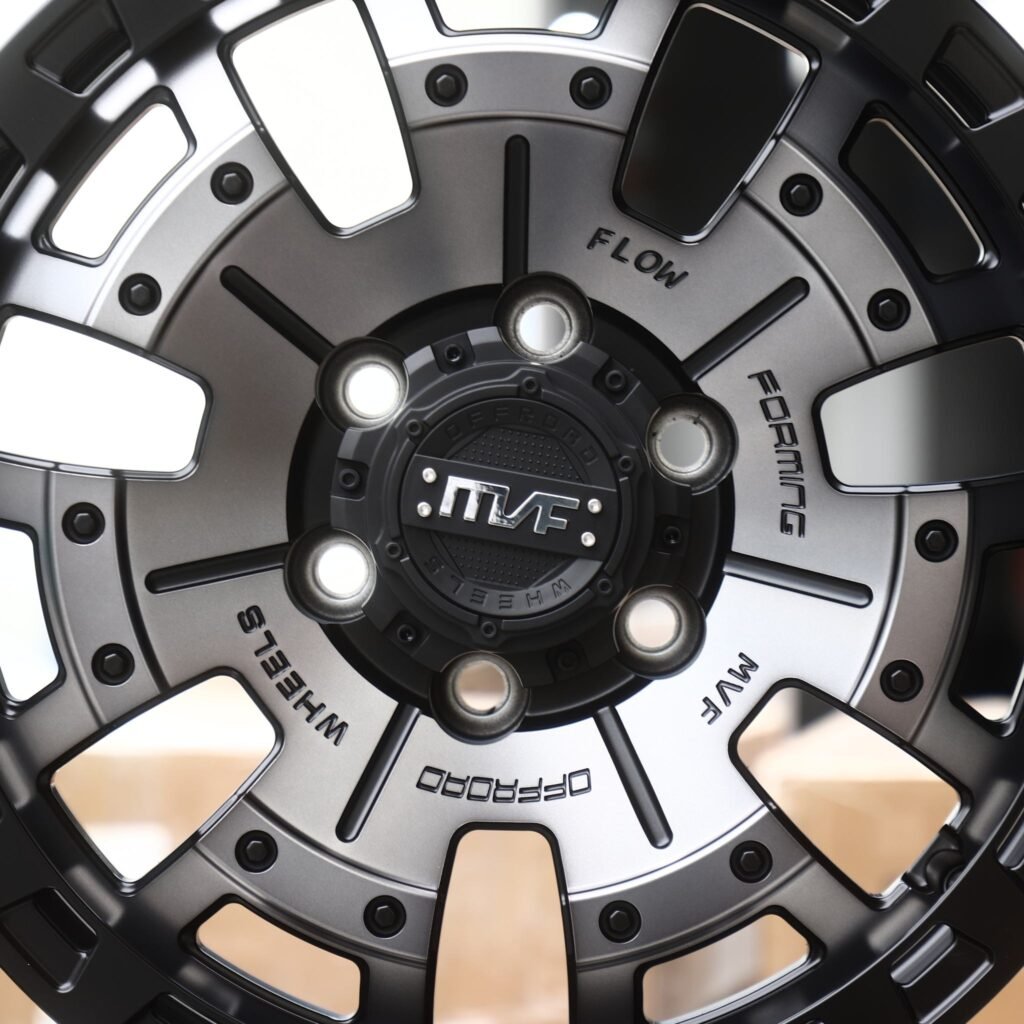 Toyota Tacoma wheels – Gunmetal / Black Windowed Disc (MVF-Style), lip and barrel detail
