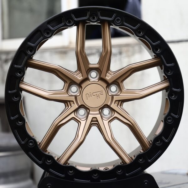 Jeep Wrangler JL wheels – Bronze 5 Split-Spoke Beadlock (Niche-Style), front view