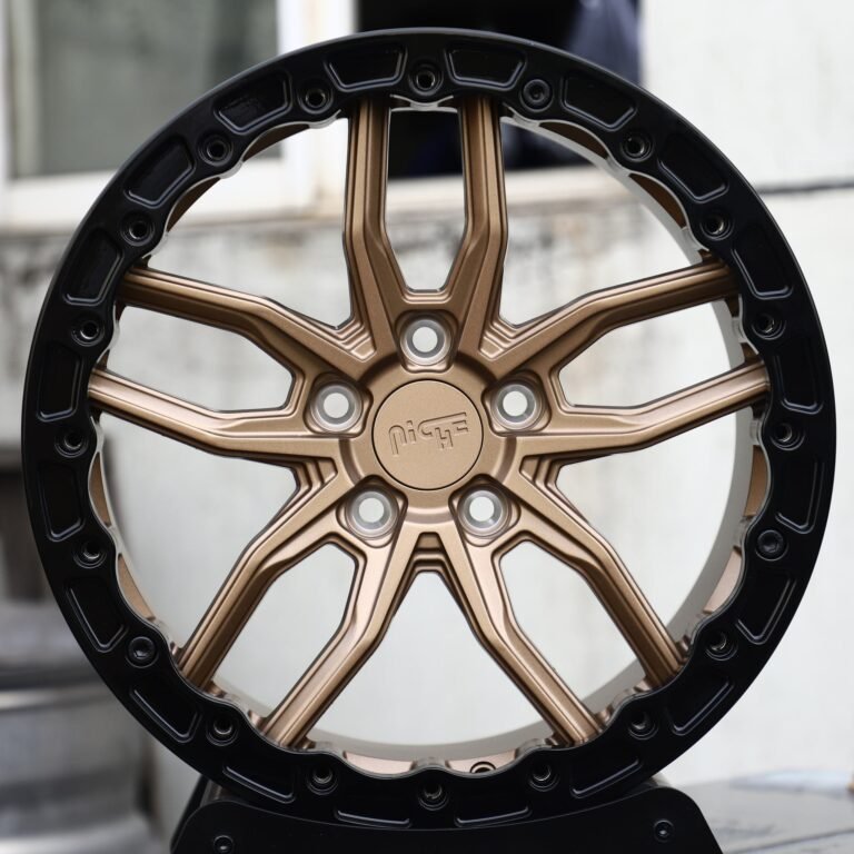 Jeep Wrangler JL wheels – Bronze 5 Split-Spoke Beadlock (Niche-Style), front view