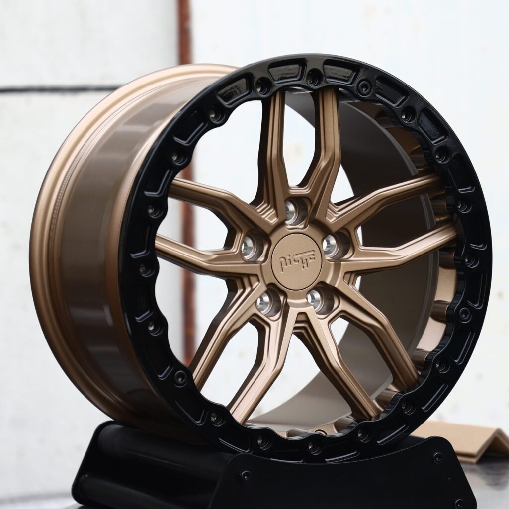 Jeep Gladiator wheels – Bronze 5 Split-Spoke Beadlock (Niche-Style), angled view