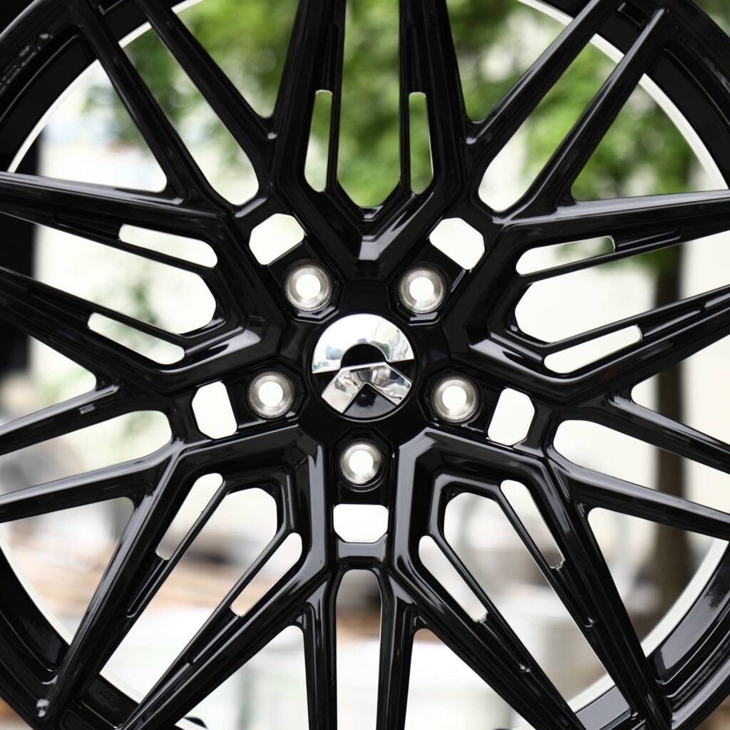 5x120 wheels – Gloss Black Fine Y-Spoke Mesh (NIO OEM-Style), side view