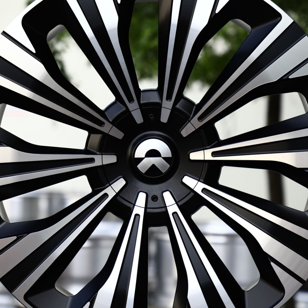NIO ET5 wheels – Satin Black Machined Twin Multi-Spoke (NIO OEM-Style), lip and barrel detail