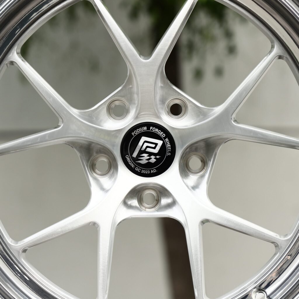 5x114.3 wheels – Brushed Silver 5 Y-Spoke Polished Deep Lip, side view