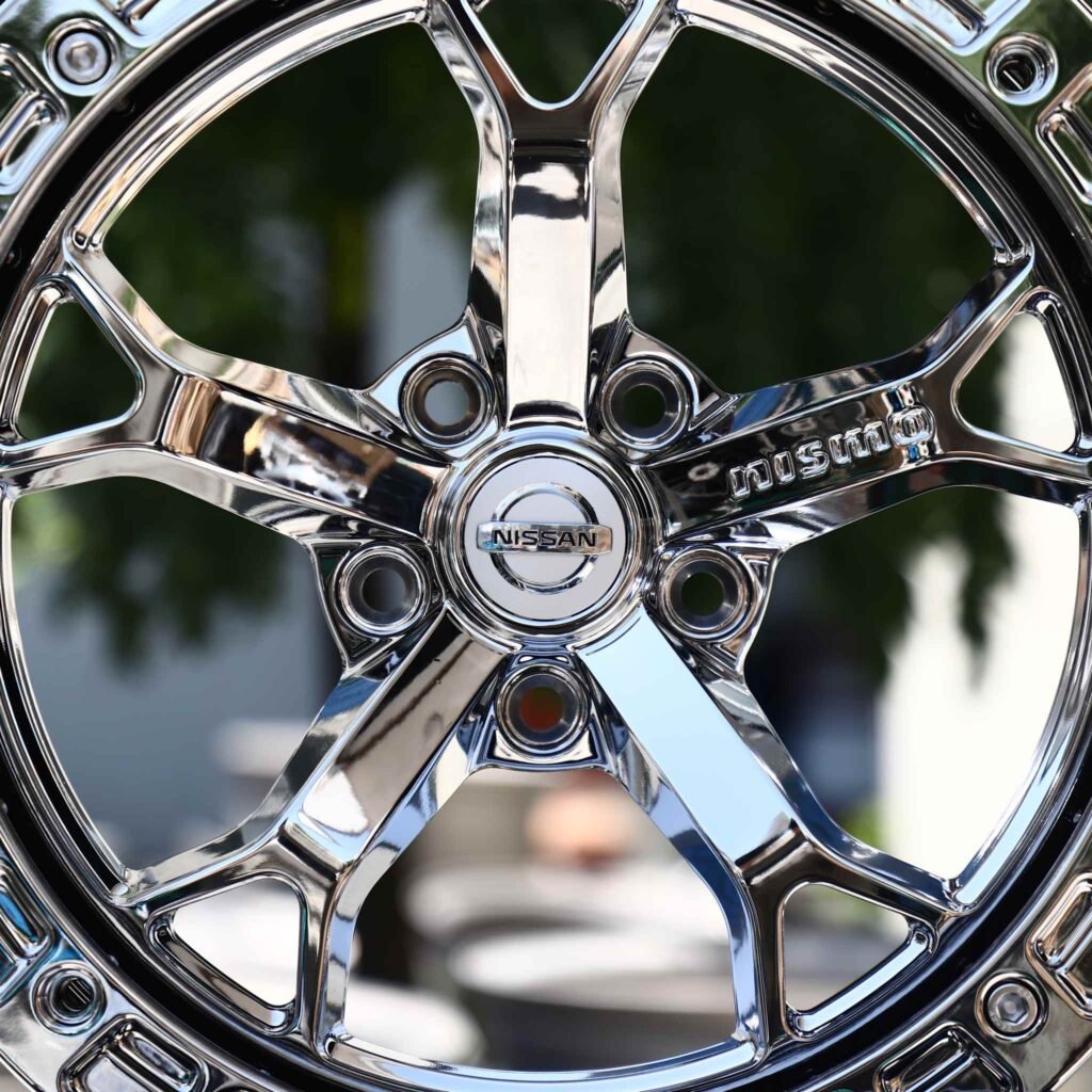 Nissan GT-R wheels – Chrome 5 Split-Spoke Silver Ring Beadlock (Nissan OEM-Style), view 8