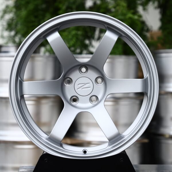 Nissan 370Z wheels – Matte Silver 6-Spoke (Nissan OEM-Style), front view