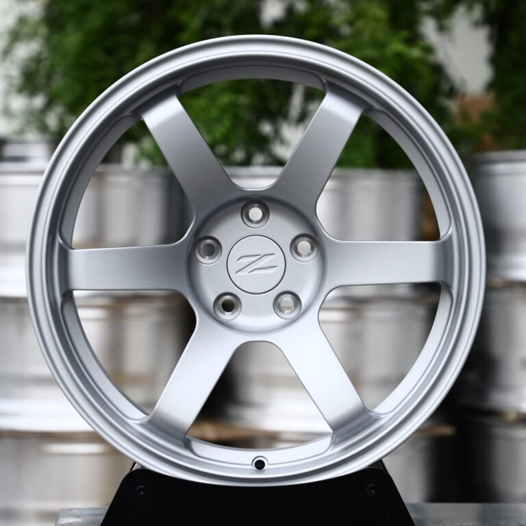 Nissan 370Z wheels – Matte Silver 6-Spoke (Nissan OEM-Style), front view