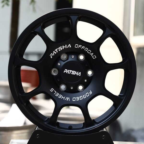 Toyota Hilux wheels – Matte Black 10-Spoke (Patsha-Style), front view
