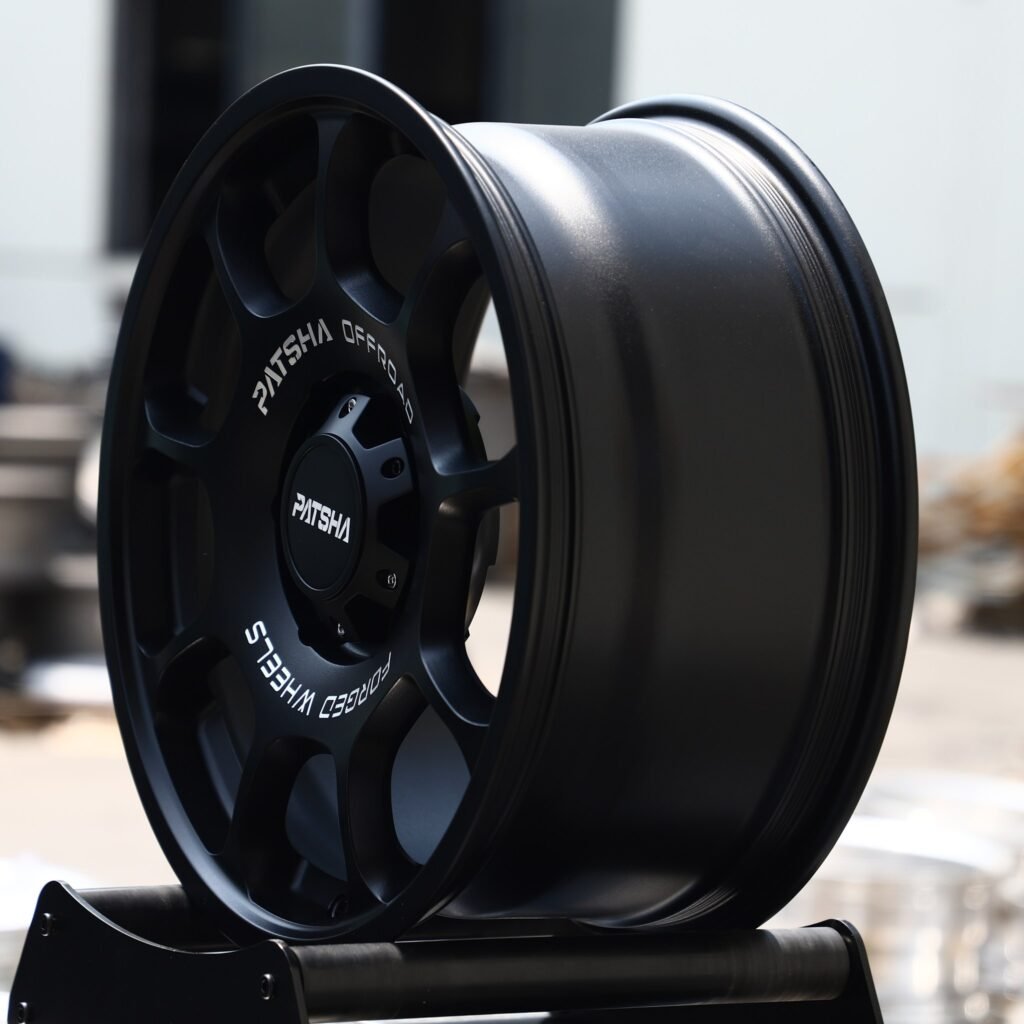 6x139.7 wheels – Matte Black 10-Spoke (Patsha-Style), side view