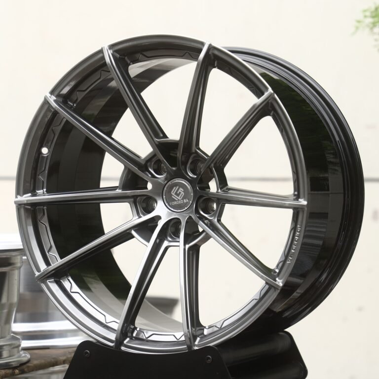 Porsche 911 wheels – Transparent Gray Brushed 10-Spoke, front view