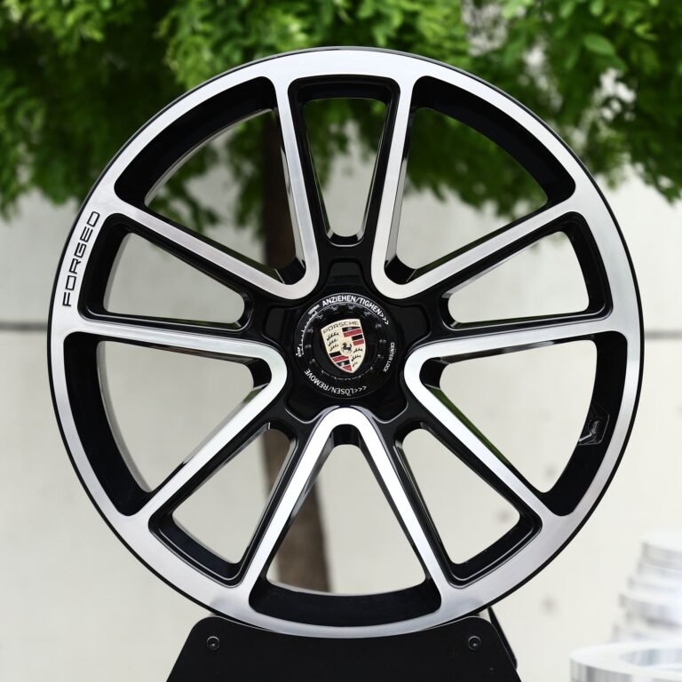 Porsche 911 wheels – Gloss Black Machined 5 Double-Spoke Center-Lock (Porsche OEM-Style), front view