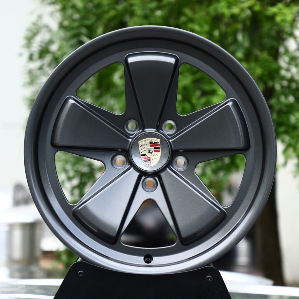 Porsche 911 wheels – Gunmetal 5-Spoke Petal (Porsche OEM-Style), front view