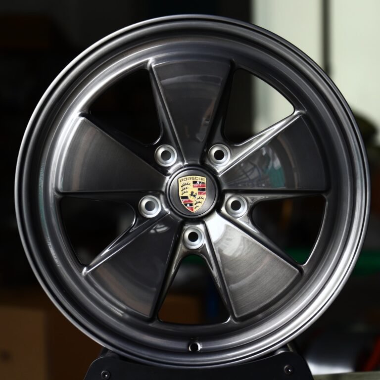 Porsche 911 wheels – Gunmetal Machined 5-Spoke (Porsche OEM-Style), front view