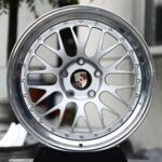 Porsche OEM-Style Silver Cross-Spoke Mesh 2-Piece Polished Lip Forged Wheels – Porsche 911 / Porsche 718 Fitment (5-Lug)