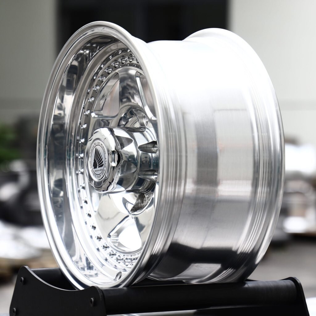 5x127 wheels – 2-Piece Polished 5-Spoke Riveted Lip (Raguna-Style), side view