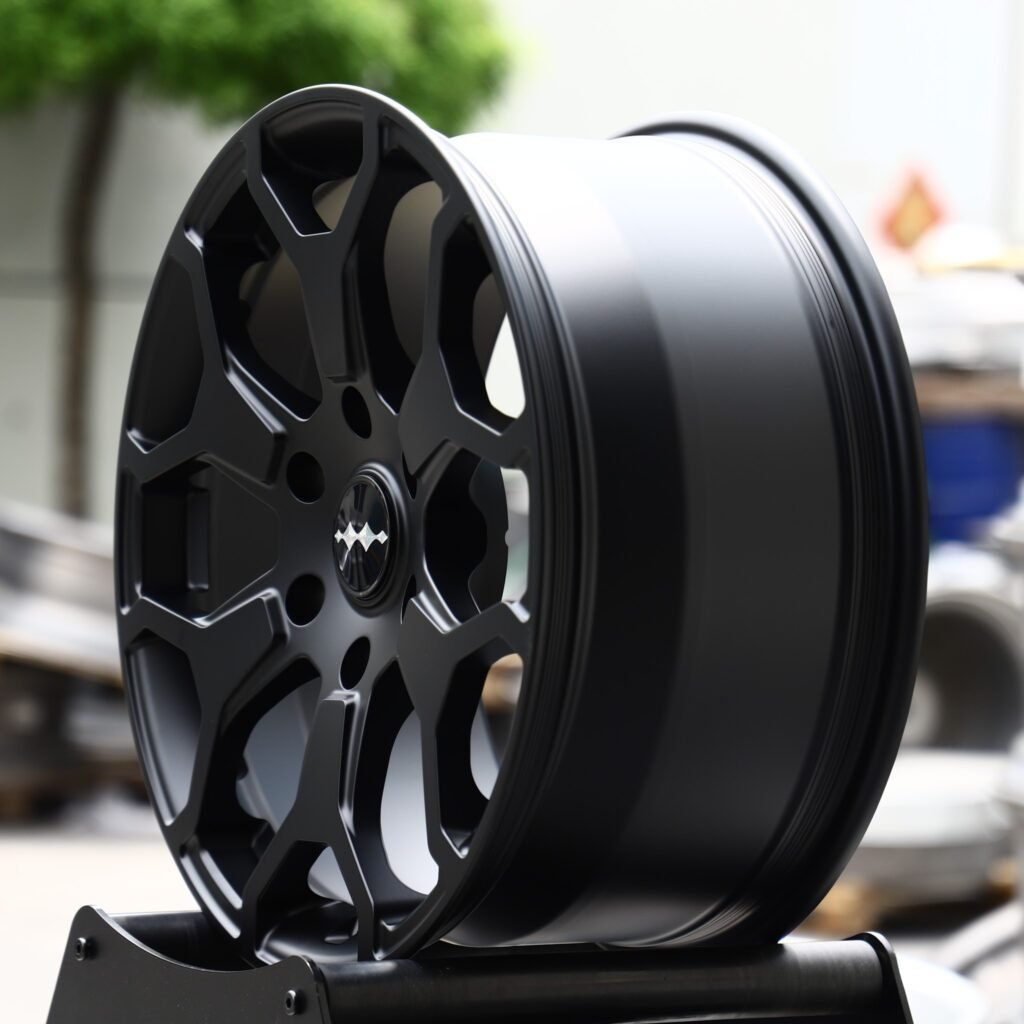6x139.7 wheels – Satin Black 6 Y-Spoke, side view