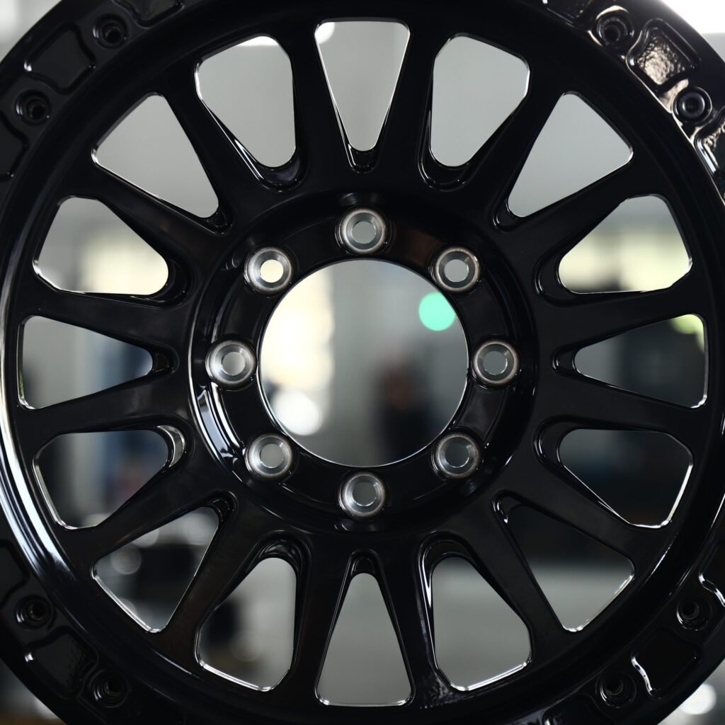 Ram 3500 wheels – Gloss Black Multi-Spoke, lip and barrel detail