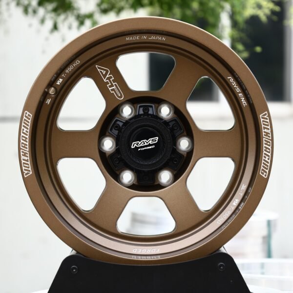 Toyota 4Runner wheels – Bronze 6-Spoke Lettered Lip (Rays-Style), front view