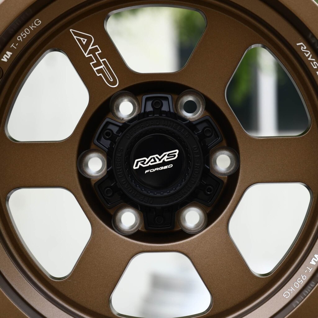 Chevrolet Silverado 1500 wheels – Bronze 6-Spoke Lettered Lip (Rays-Style), lip and barrel detail