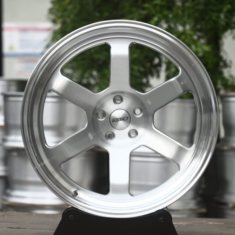 Audi S4 wheels – Brushed Silver 6-Spoke Polished Deep Lip (Rays-Style), front view