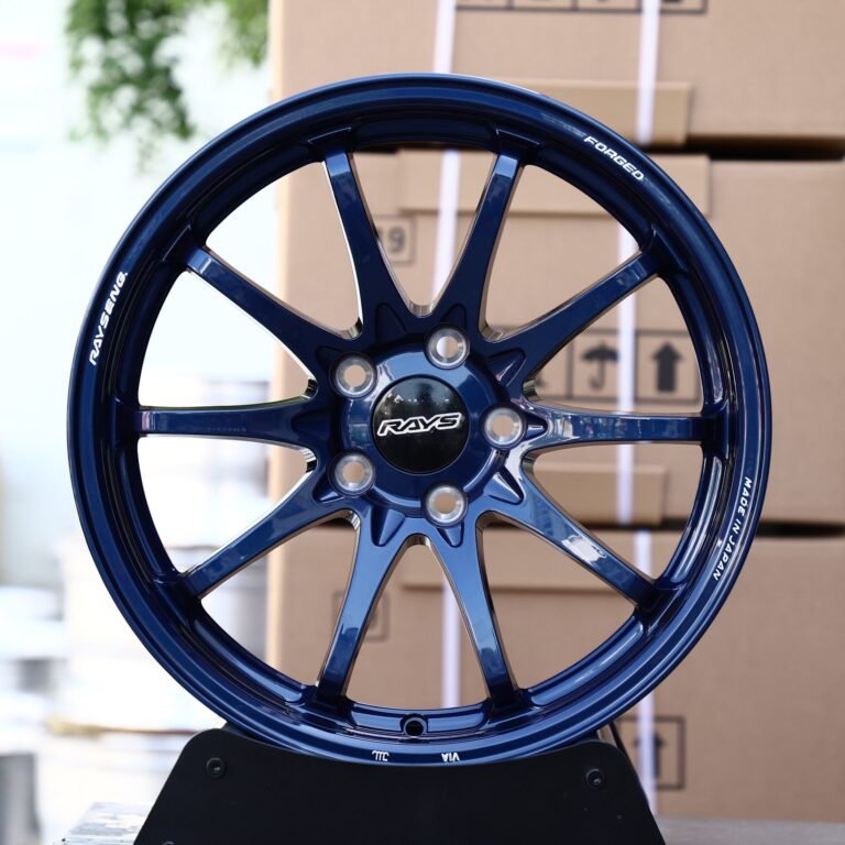 Honda Civic Type R wheels – Candy Blue 10-Spoke (Rays-Style), front view