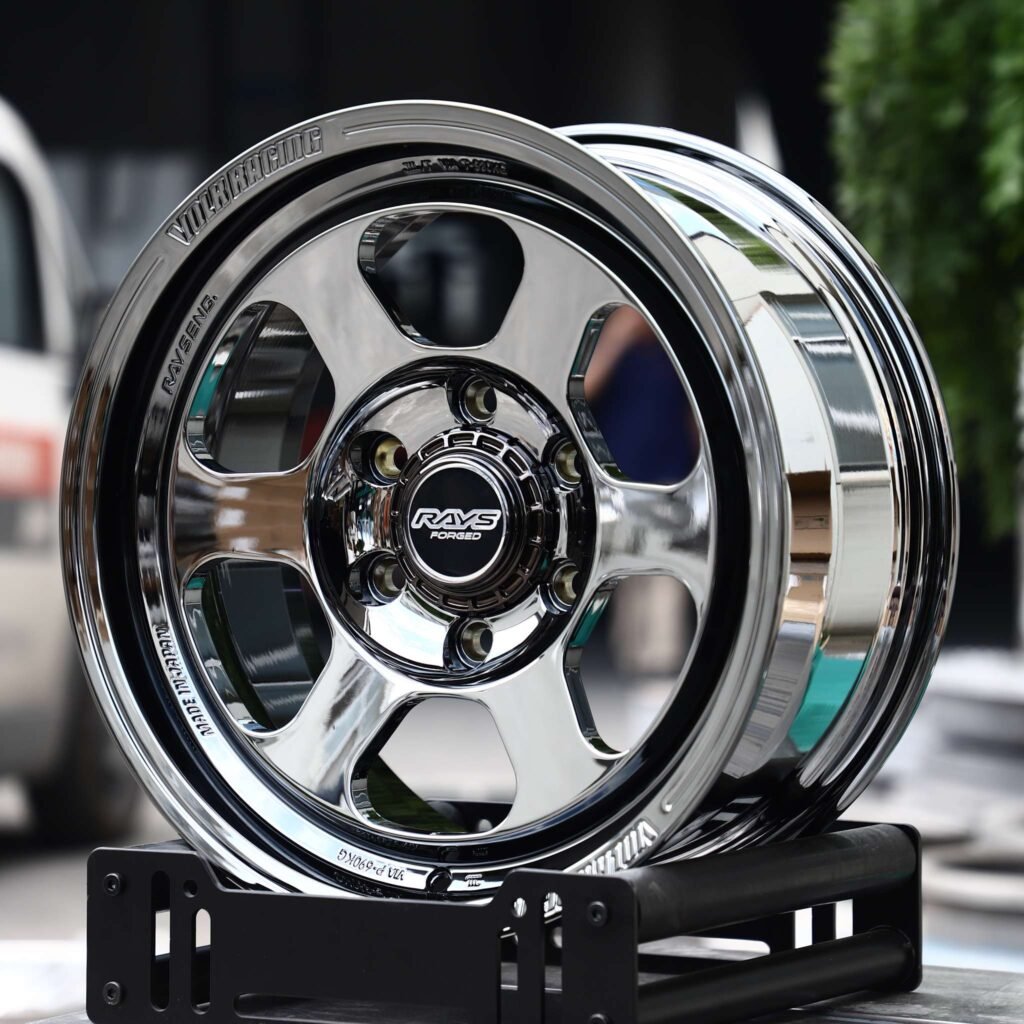 Toyota 4Runner wheels – Chrome 6-Spoke (Rays-Style), angled view