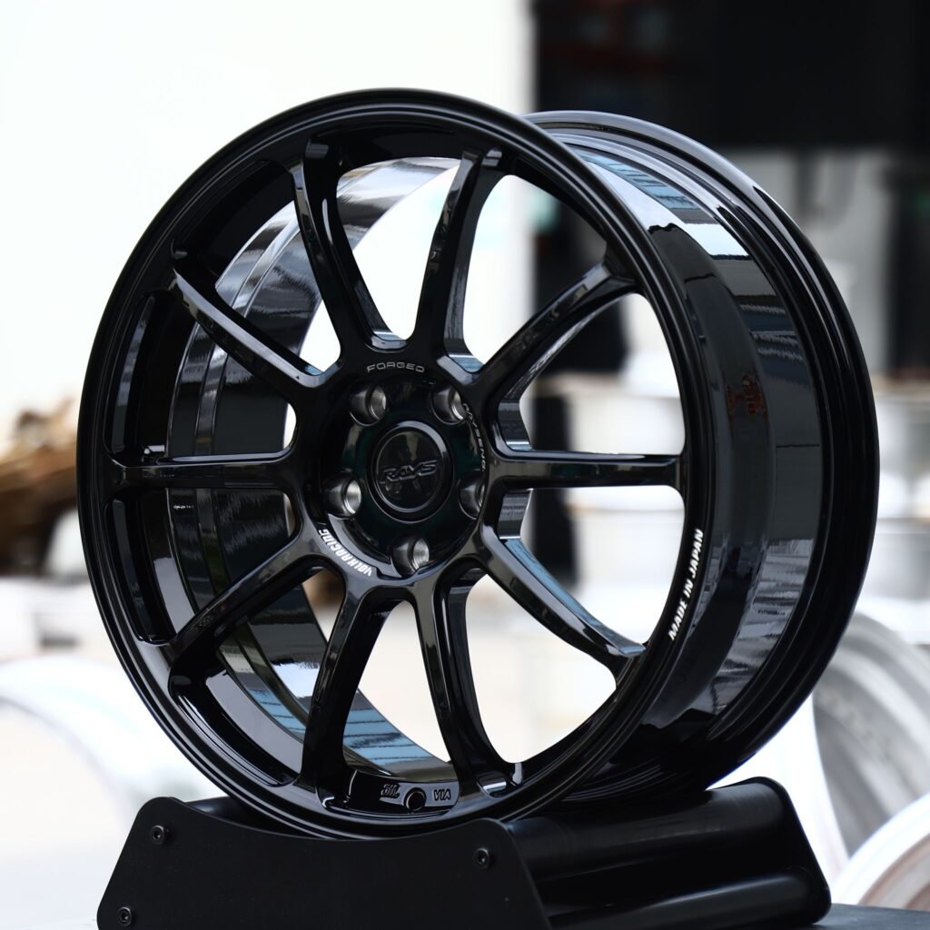 Toyota GR Supra wheels – Gloss Black 10-Spoke (Rays-Style), front view