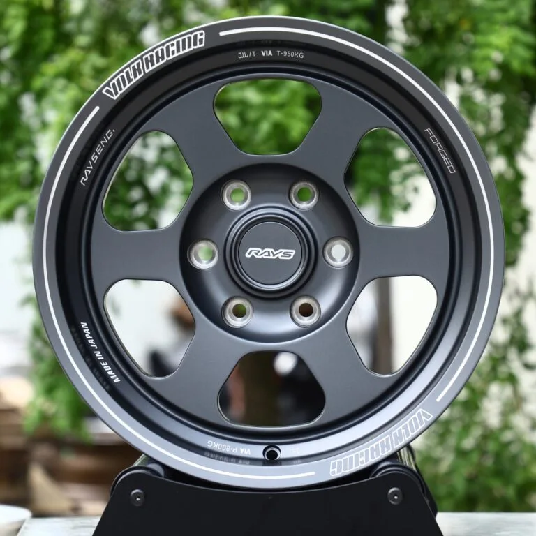 Rays-Style Matte Black 5-Spoke Off-Road Forged Wheels – Jeep Wrangler / Land Rover Defender, front view
