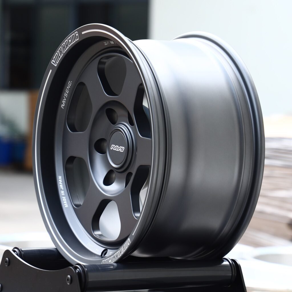 5x127 wheels – Matte Black 5-Spoke (Rays-Style), side view