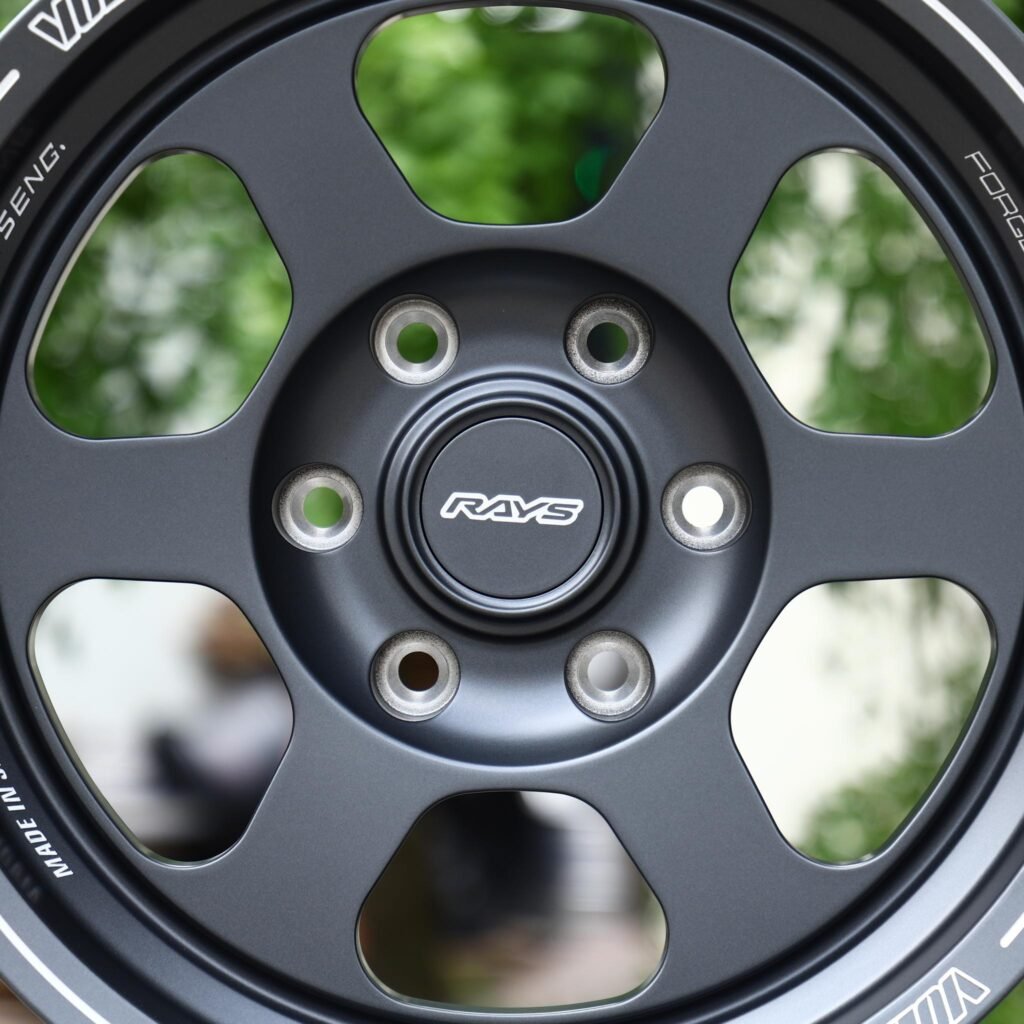Honda Civic Type R FL5 wheels – Matte Black 5-Spoke (Rays-Style), lip and barrel detail