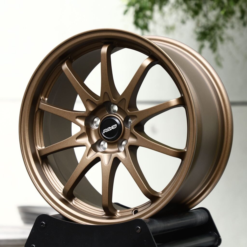 Nissan 370Z wheels – Matte Bronze 10-Spoke (Rays-Style), front view
