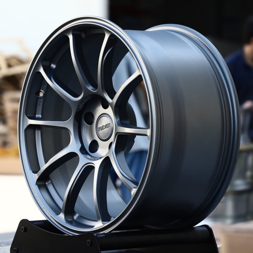 5x114.3 wheels – Matte Gunmetal 10-Spoke (Rays-Style), side view